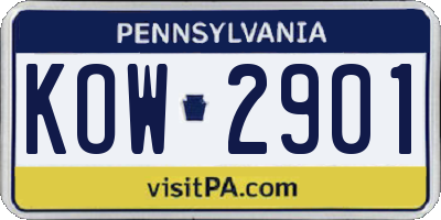 PA license plate KOW2901