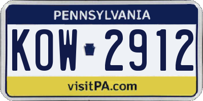 PA license plate KOW2912