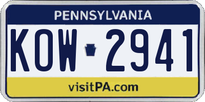 PA license plate KOW2941