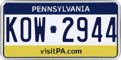 PA license plate KOW2944