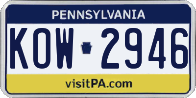 PA license plate KOW2946