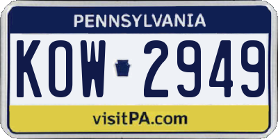 PA license plate KOW2949