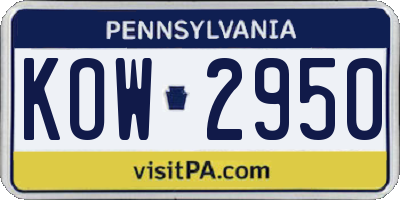 PA license plate KOW2950