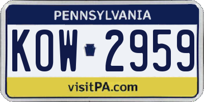 PA license plate KOW2959