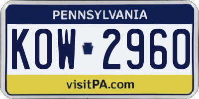 PA license plate KOW2960