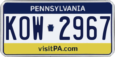 PA license plate KOW2967