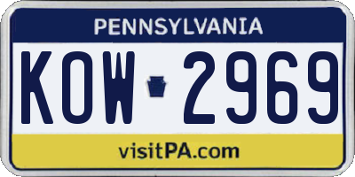 PA license plate KOW2969