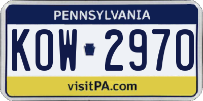 PA license plate KOW2970