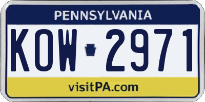 PA license plate KOW2971