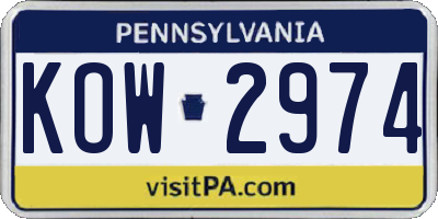 PA license plate KOW2974