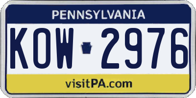 PA license plate KOW2976