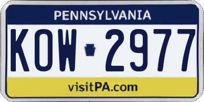 PA license plate KOW2977
