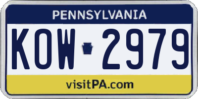 PA license plate KOW2979