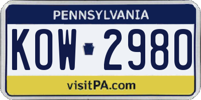 PA license plate KOW2980
