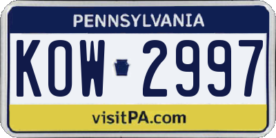 PA license plate KOW2997