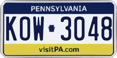 PA license plate KOW3048