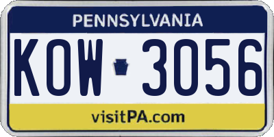 PA license plate KOW3056