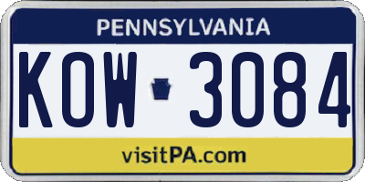 PA license plate KOW3084