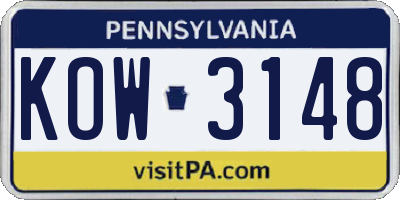 PA license plate KOW3148
