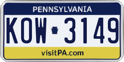PA license plate KOW3149