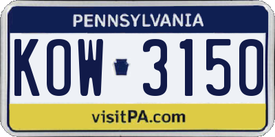 PA license plate KOW3150