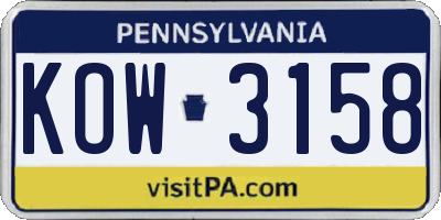 PA license plate KOW3158