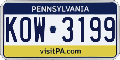 PA license plate KOW3199