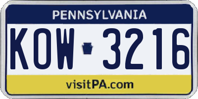 PA license plate KOW3216