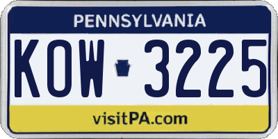 PA license plate KOW3225