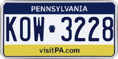 PA license plate KOW3228