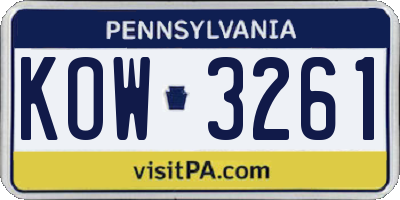 PA license plate KOW3261