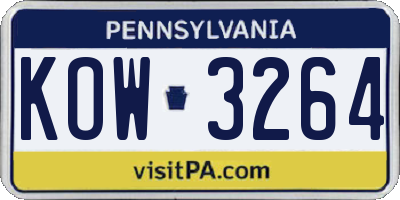 PA license plate KOW3264
