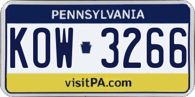 PA license plate KOW3266