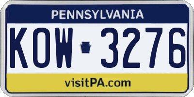 PA license plate KOW3276
