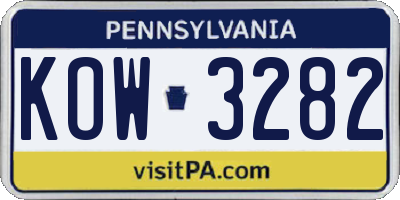PA license plate KOW3282