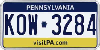 PA license plate KOW3284