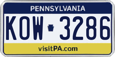 PA license plate KOW3286