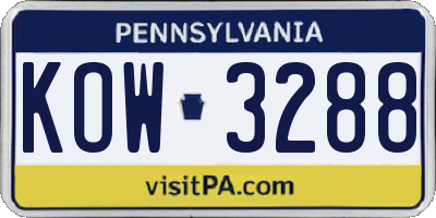 PA license plate KOW3288