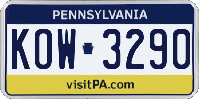 PA license plate KOW3290