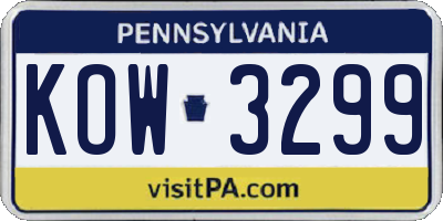PA license plate KOW3299