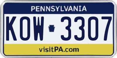 PA license plate KOW3307