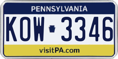 PA license plate KOW3346