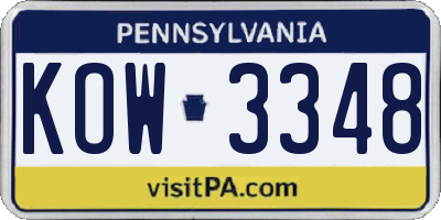 PA license plate KOW3348