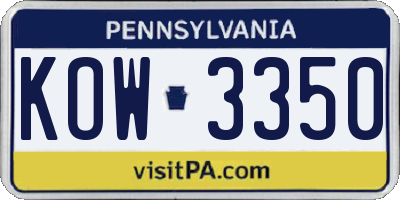 PA license plate KOW3350