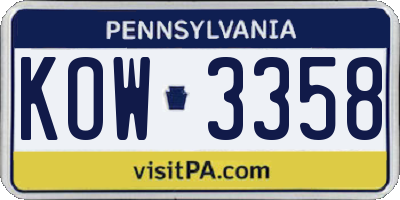 PA license plate KOW3358