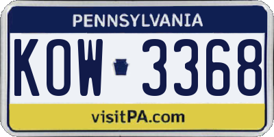 PA license plate KOW3368