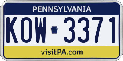 PA license plate KOW3371