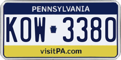PA license plate KOW3380