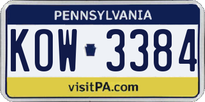 PA license plate KOW3384