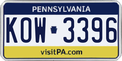 PA license plate KOW3396